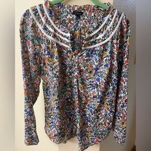 Floral Talbots popover blouse